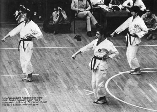 Il trio storico del Karate Kata italiano: a destra il Maestro Maurizio Marangoni